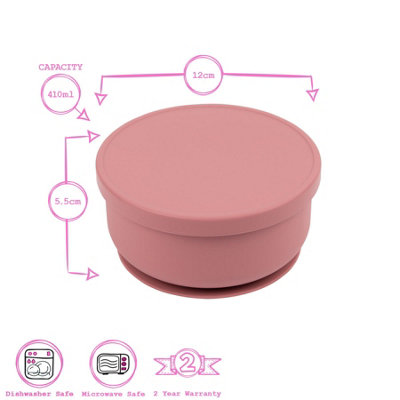 Tiny Dining - Baby Silicone Suction Bowl with Lid - Dusty Rose