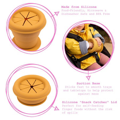 Tiny Dining - Baby Silicone Suction Snack Pot - 330ml  - Ochre
