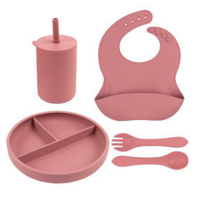 Tiny Dining - Baby Silicone Suction Weaning Set - Dusty Rose - 5pc