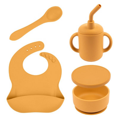 Tiny Dining - Baby Silicone Suction Weaning Set - Ochre - 4pc