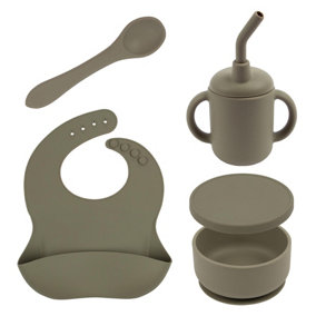 Tiny Dining - Baby Silicone Suction Weaning Set - Silver Sage - 4pc