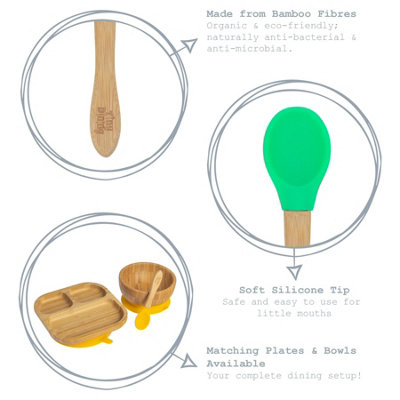 Tiny Dining Bamboo Silicone Tip Spoon - Olive Green