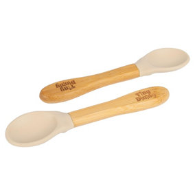 Tiny Dining Bamboo Silicone Tip Spoons - Beige