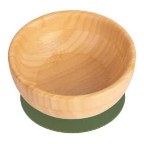 Tiny Dining Bamboo Suction Bowl - Olive Green