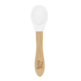 Tiny Dining - Children's Bamboo Silicone Tip Spoon - White