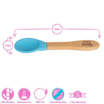 Tiny Dining - Children's Bamboo Silicone Tip Spoons - 14cm - Black - Pack of 2