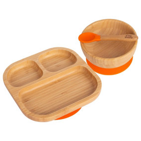 Tiny Dining - Children's Bamboo Suction Dinner Set - Orange
