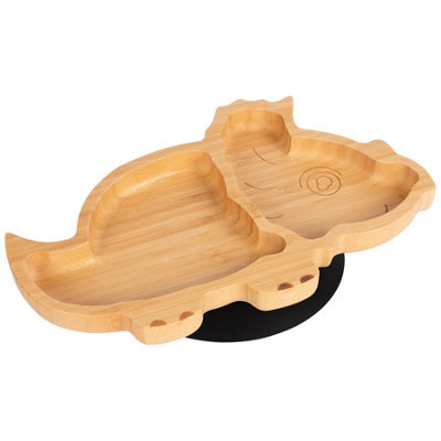 Tiny Dining - Children's Bamboo Suction Dinosaur Plate - Black