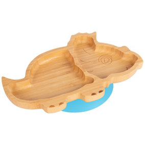 Tiny Dining - Children's Bamboo Suction Dinosaur Plate - Blue