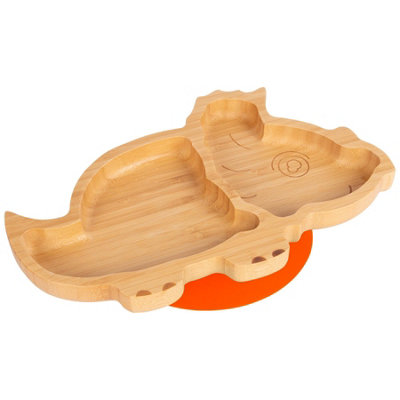 Tiny Dining - Children's Bamboo Suction Dinosaur Plate - Orange