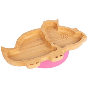 Tiny Dining - Children's Bamboo Suction Dinosaur Plate - Pink