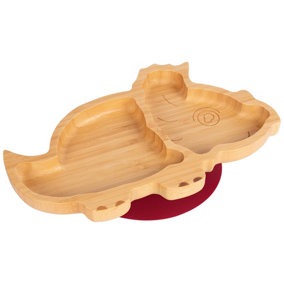Tiny Dining - Children's Bamboo Suction Dinosaur Plate - Red