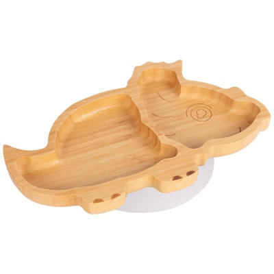 Tiny Dining - Children's Bamboo Suction Dinosaur Plate - White