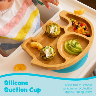 Tiny Dining - Children's Bamboo Suction Elephant Dinner Set - Blue