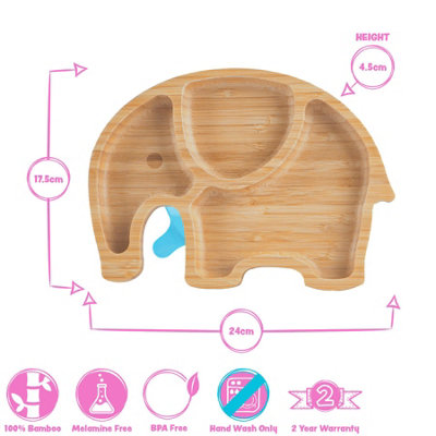 Tiny Dining - Children's Bamboo Suction Elephant Plate - Red