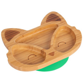 Tiny Dining - Children's Bamboo Suction Fox Plate - Green