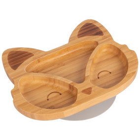 Tiny Dining - Children's Bamboo Suction Fox Plate - Grey