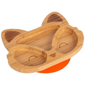 Tiny Dining - Children's Bamboo Suction Fox Plate - Orange