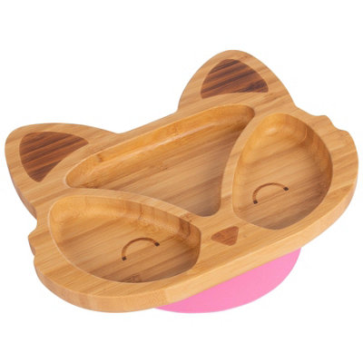 Tiny Dining - Children's Bamboo Suction Fox Plate - Pink