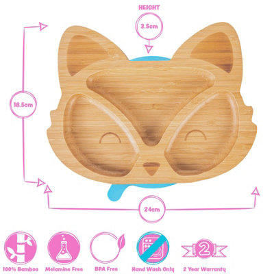Tiny Dining - Children's Bamboo Suction Fox Plate - Pink