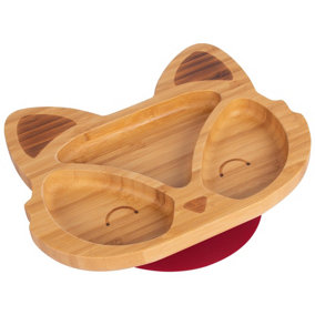 Tiny Dining - Children's Bamboo Suction Fox Plate - Red
