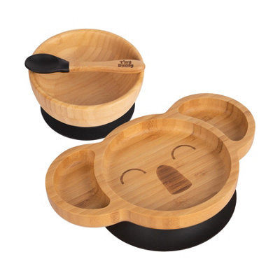 Tiny Dining - Children's Bamboo Suction Koala Dinner Set - Black