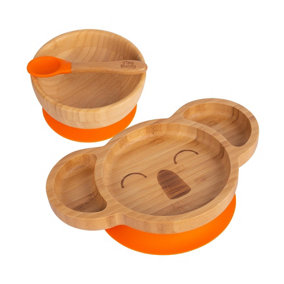 Tiny Dining - Children's Bamboo Suction Koala Dinner Set - Orange