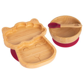 Tiny Dining - Children's Bamboo Suction Llama Dinner Set - Red