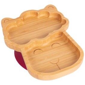 Tiny Dining - Children's Bamboo Suction Llama Plate - Red