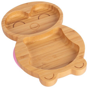 Tiny Dining - Children's Bamboo Suction Penguin Plate - Pink