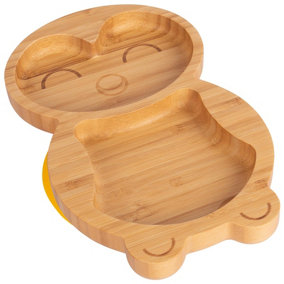 Tiny Dining - Children's Bamboo Suction Penguin Plate - Yellow