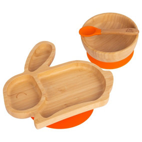 Tiny Dining - Children's Bamboo Suction Rabbit Dinner Set - Orange