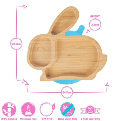Tiny Dining - Children's Bamboo Suction Rabbit Plate - Green