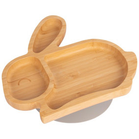 Tiny Dining - Children's Bamboo Suction Rabbit Plate - Grey