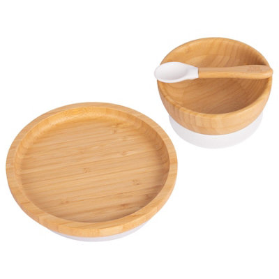 Tiny Dining - Children's Bamboo Suction Round Dinner Set - White