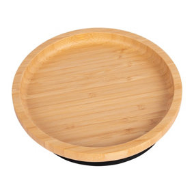 Tiny Dining - Children's Bamboo Suction Round Plate - Black