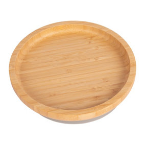 Tiny Dining - Children's Bamboo Suction Round Plate - Grey