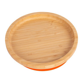 Tiny Dining - Children's Bamboo Suction Round Plate - Orange
