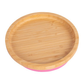 Tiny Dining - Children's Bamboo Suction Round Plate - Pink
