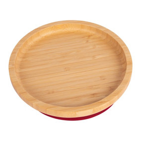 Tiny Dining - Children's Bamboo Suction Round Plate - Red