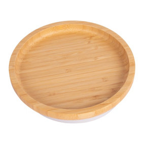 Tiny Dining - Children's Bamboo Suction Round Plate - White