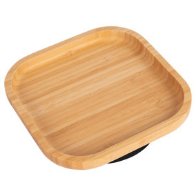 Tiny Dining - Children's Bamboo Suction Square Plate - Black