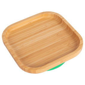 Tiny Dining - Children's Bamboo Suction Square Plate - Green