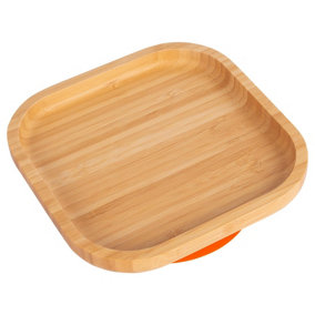 Tiny Dining - Children's Bamboo Suction Square Plate - Orange