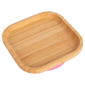 Tiny Dining - Children's Bamboo Suction Square Plate - Pink
