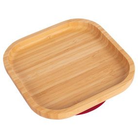 Tiny Dining - Children's Bamboo Suction Square Plate - Red