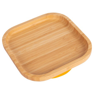 Tiny Dining - Children's Bamboo Suction Square Plate - Yellow