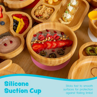Tiny Dining - Children's Bamboo Suction Unicorn Dinner Set - Black