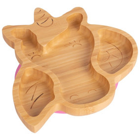 Tiny Dining - Children's Bamboo Suction Unicorn Plate - Pink