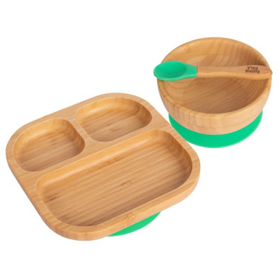 Tiny Dining Children's Segmented Bamboo Plate, Bowl & Silicone Spoon ...